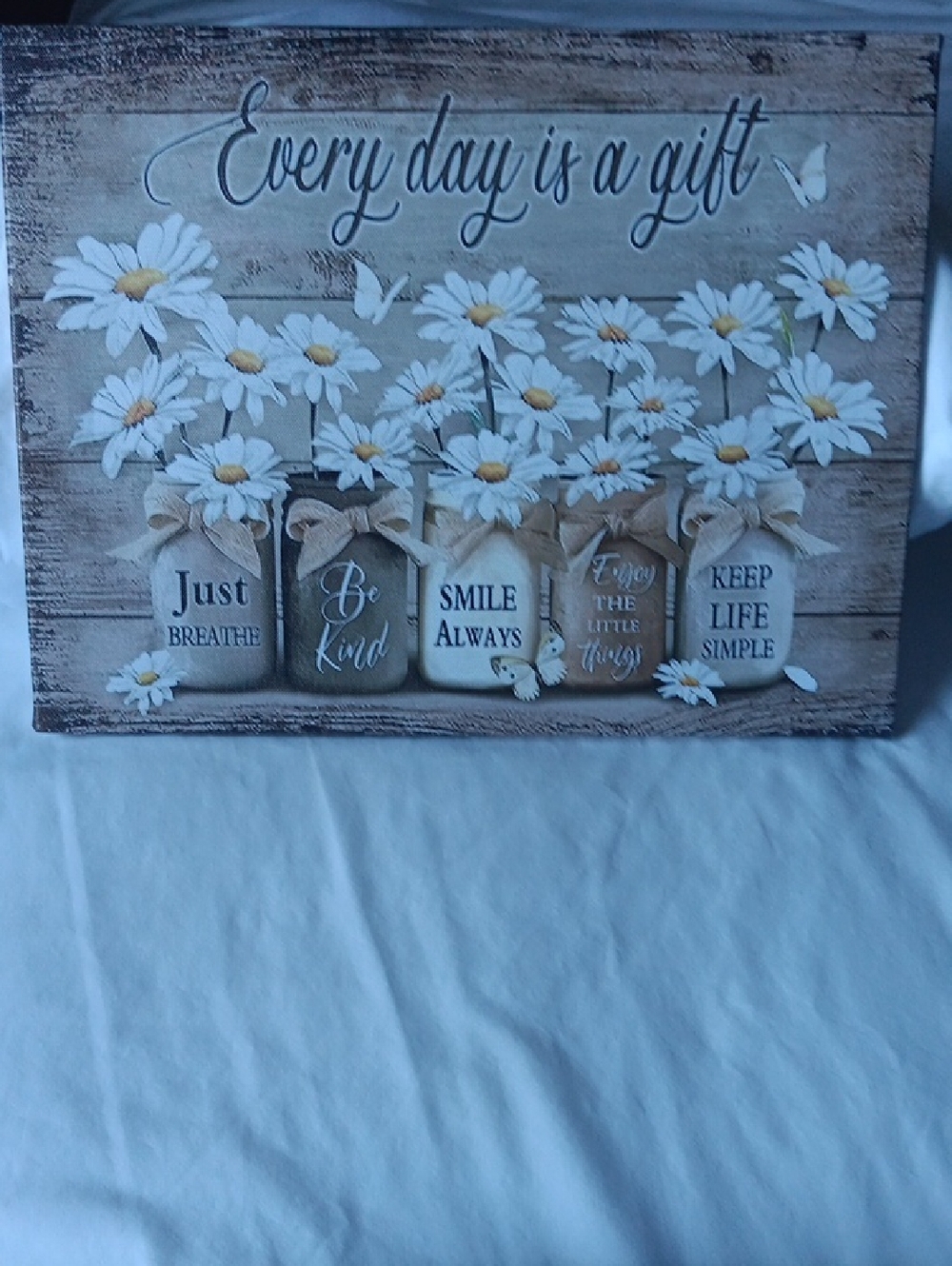 MODERN WHITE DAISY KITCHEN  CANVAS  DECOR  -  EVERY DAY IS A GIFT
